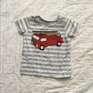 Baby Mini Boden striped firetruck shirt 6-12 month